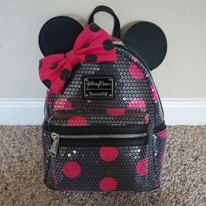 NWT Pink Polka Dot Minnie Sequin Loungefly